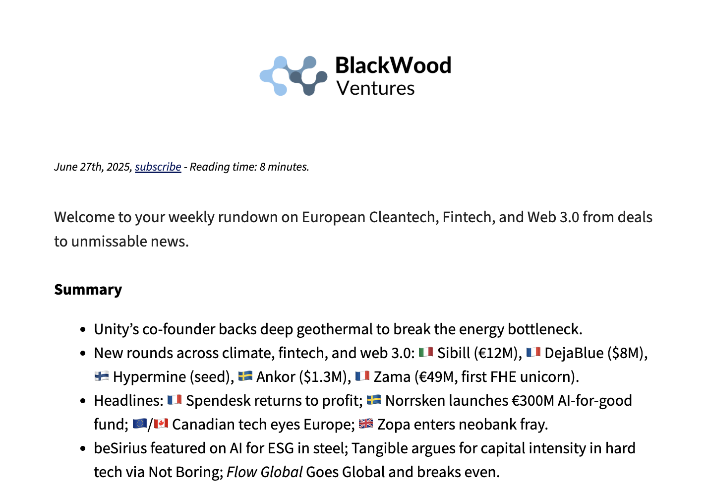 Week 26 - Industry Briefing
